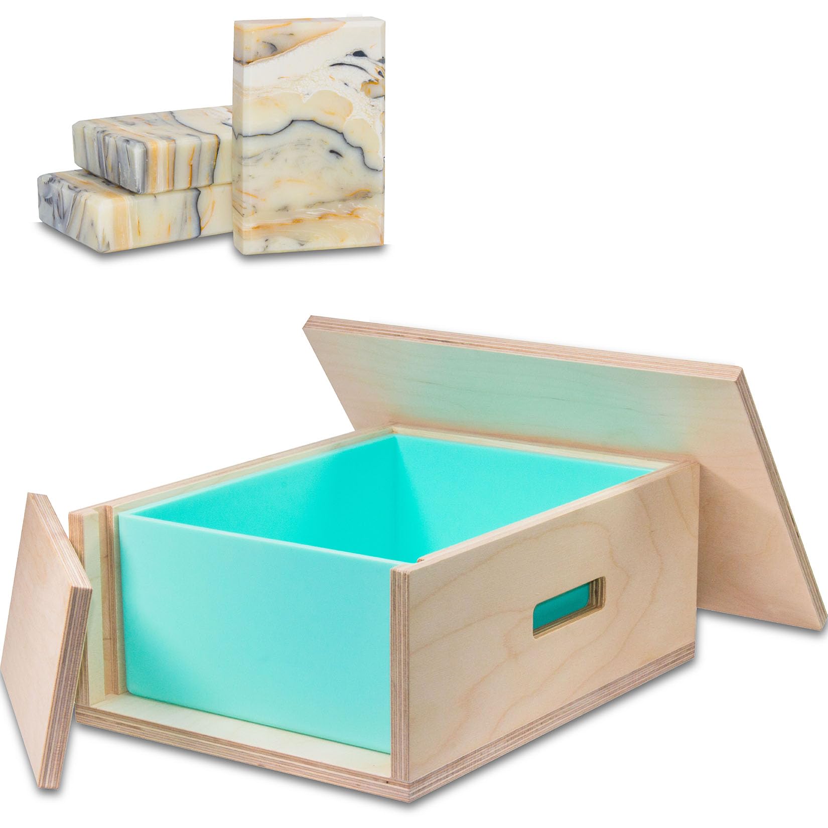 Extra Large Soap Molds 160 oz with Removable Side Wall —Tall Skinny Triple Width Mold, Flexible Silicone Soap Molds for Soap Making, Wooden Rectangle Soap Mold with Lid