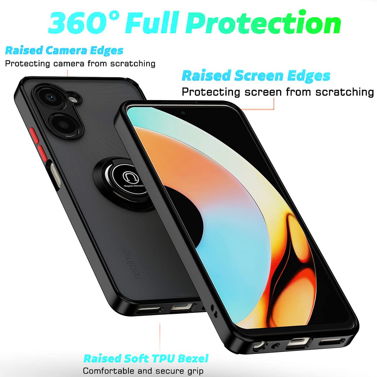 Custodia TAUYN Per Realme 10 4G, Cover Antiurto Con Supporto Regolabile (Verticale/Orizzontale), Bumper Resistente, Protezione Doppio Strato, Colore Verde