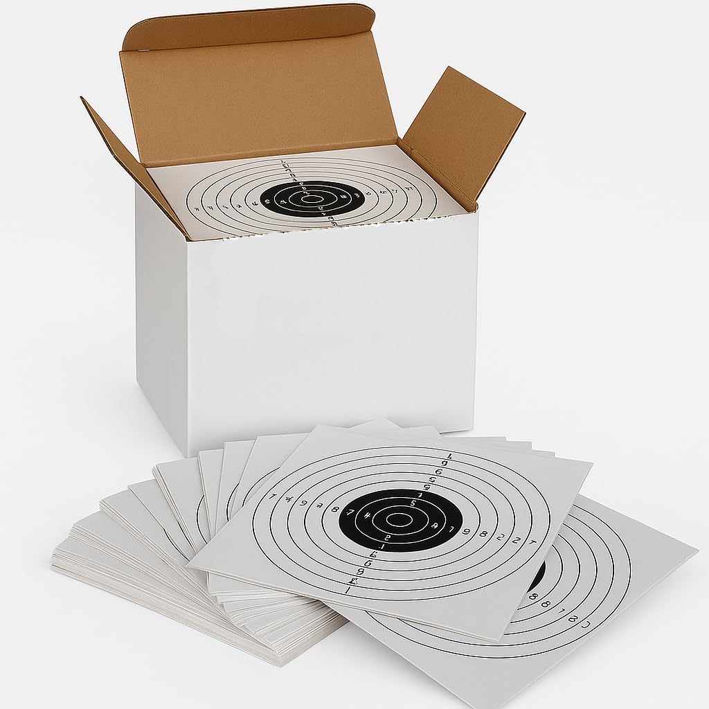 Lot de 500 cibles de 14 x 14 cm en carton 200 g pour tir à la cible : Airsoft, air comprimé, pardigon balin. Normes pour pratique et compétition. En boîte
