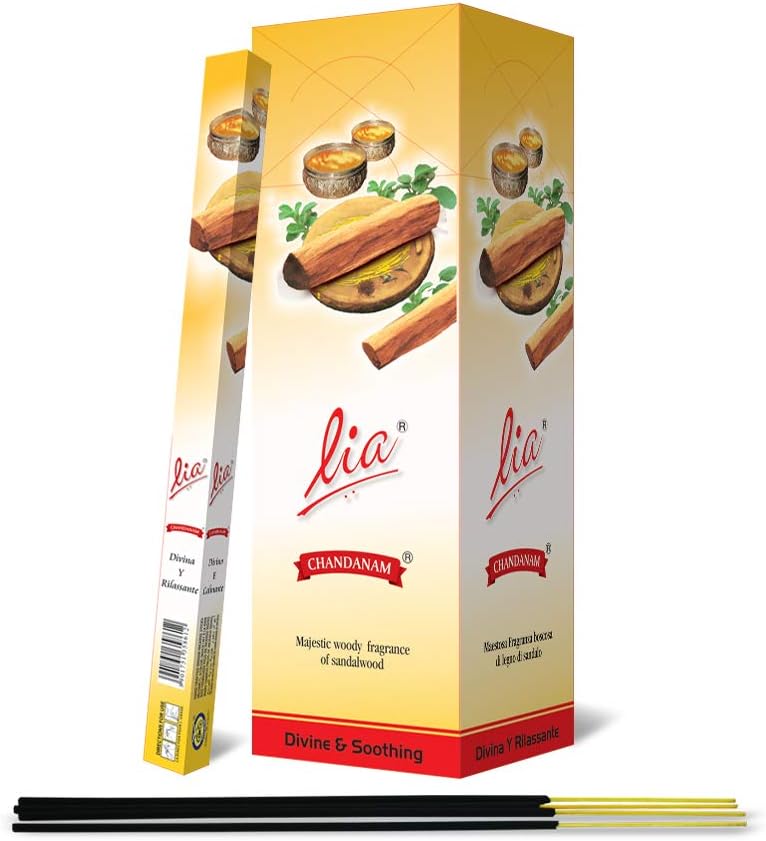 Cycle Brand Lia Sandalum Incense Sticks, 200 Sticks | 9" Inch Agarbatti Sticks with 40 Mins Burning time | Majestic Woody Fragrance of Sandalwood for Puja & Meditation | 8 Sticks/Pack