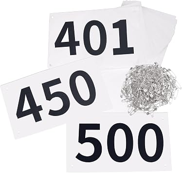 TRIWONDER Race Bibs Running Numbers with Safety Pins, Tyvek 4"x7" Large Numbers 1-500 for Marathon Runners Events Sports Games