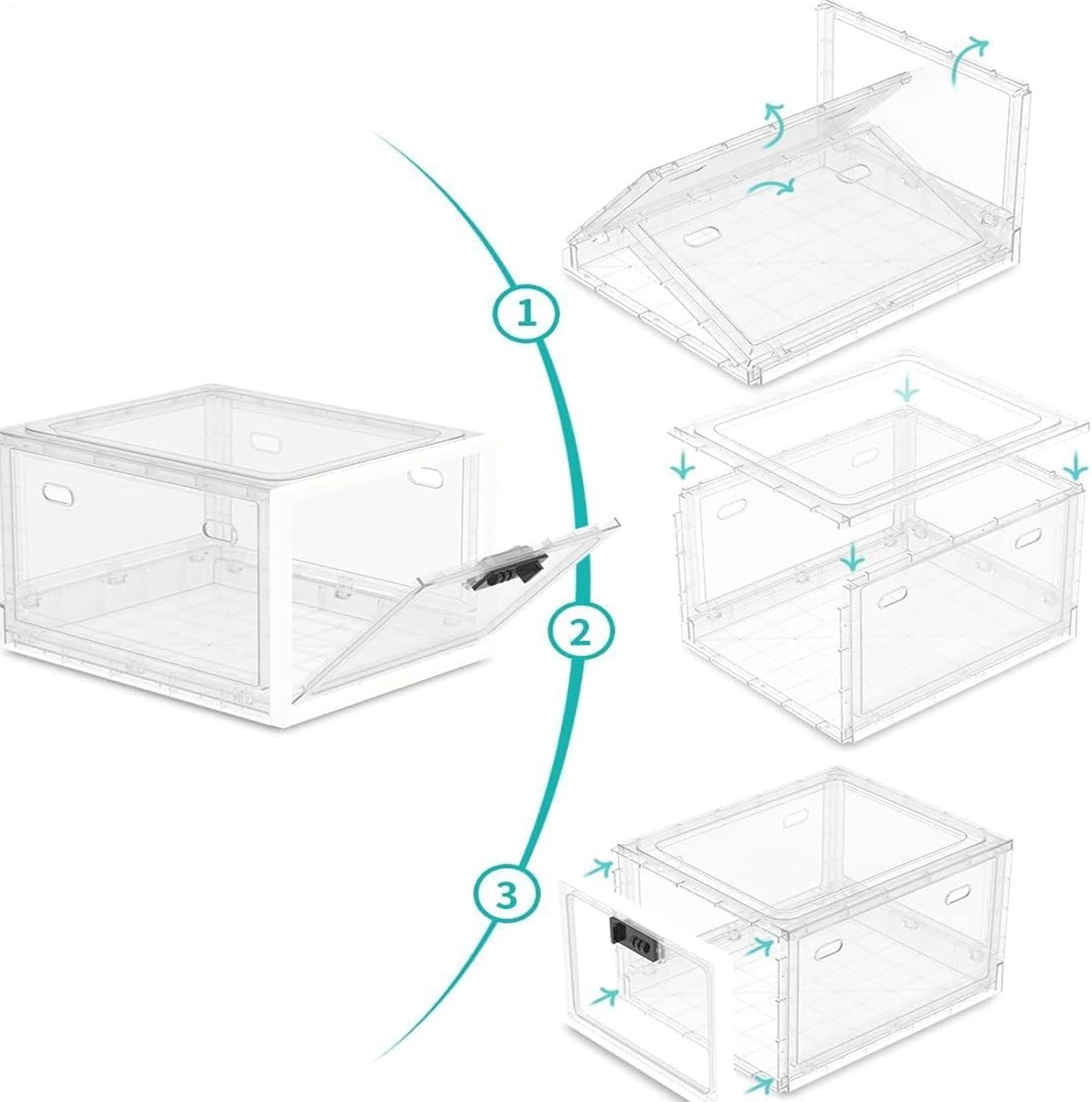 Lockable Box | Phone Lock Box with Combination Code | Foldable Clear Food Organizer Valuables Holder for Home Dorm Meeting Room Travel Refrigerator
