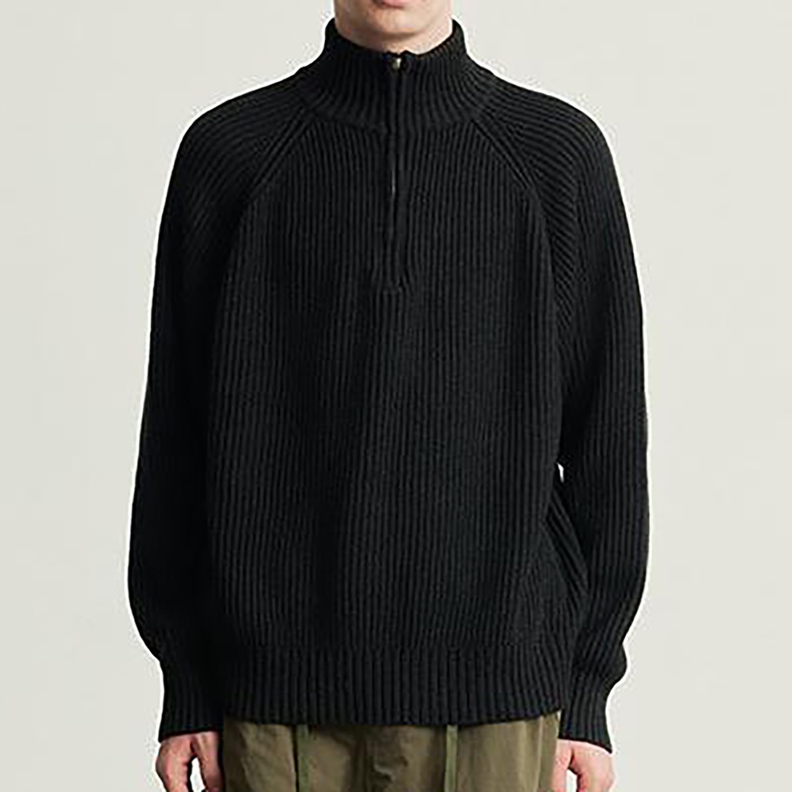 Generisch Jersey de invierno para hombre, color puro, cuello alto, cuello alto, cuello alto, cuello alto, cómodo, jersey de trabajo básico