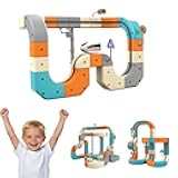 Magic Cube Electric Train Set - Transformable Building Blocks 3D Flexible Race Track with Anti-Gravity, Educational Toy Boys Girls Birthday (66 PCS)