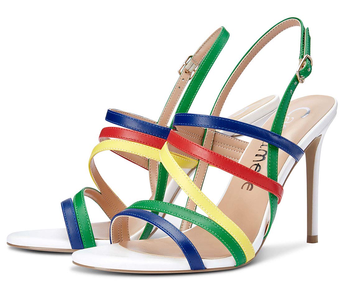 Castamere Zapatos de Tacón Mujer Tira de Tobillo Punta Abierta Sandalias Romanas Tacón de Aguja 10CM High Heels Pumps