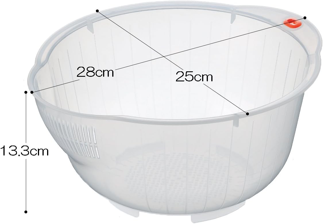  | Inomata Japanese Rice Washing Bowl with Side and Bottom Drainers, Clear: Rice Bowls