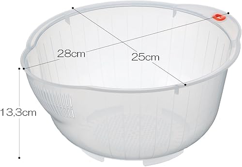 Miniatura 2 de Colador japonés Inomata para arroz con drenaje a los costados y al fondo, transparente.