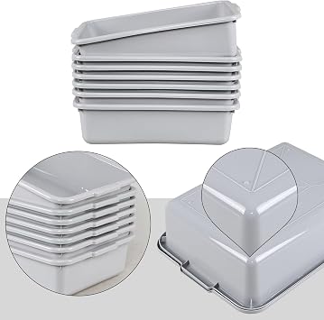 12-pack 13 L Bus Box with Lid, Restaurant Bus Tubs/Plastic Dish Tub, Light Gray
