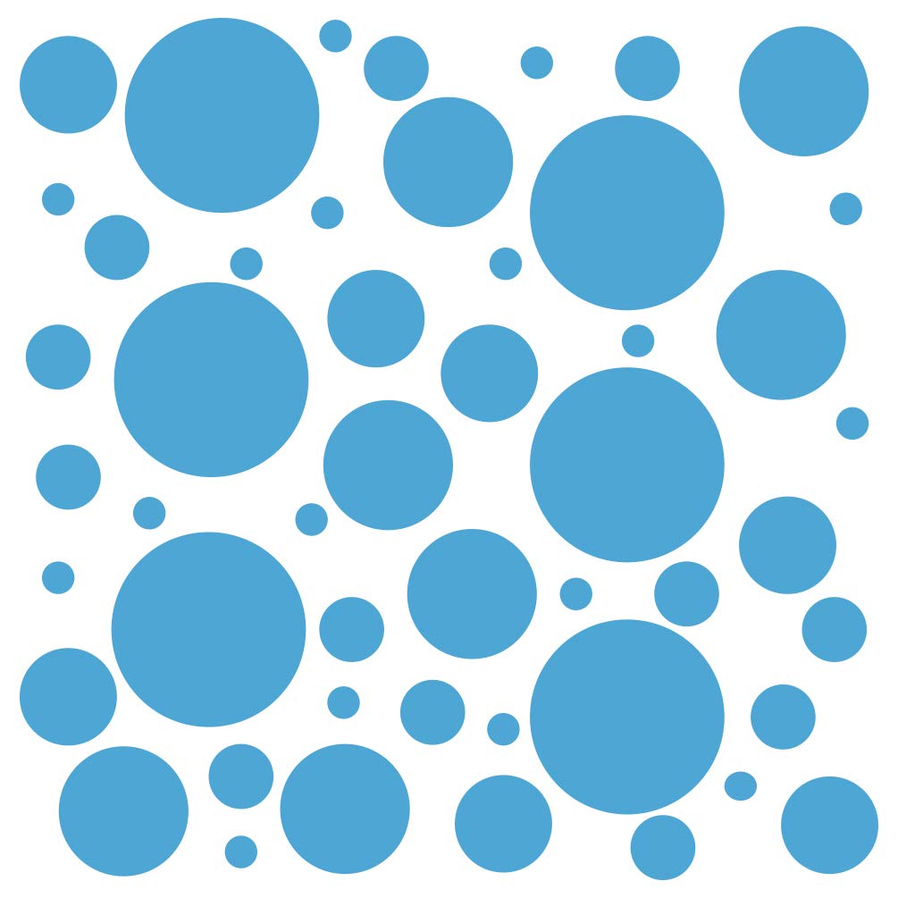 Set of 300 (Ice Blue) Vinyl Wall Decals - Assorted Polka Dots Stickers - Removable Adhesive Safe on Smooth or Textured Walls - Round Circles - for