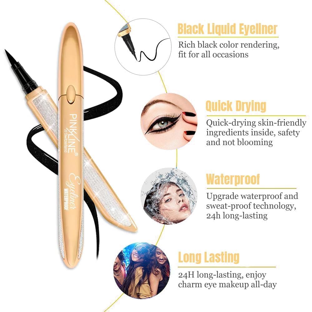 PINK LINE Liquid Pen Eyeliner Shimmery Finish No-Skip Eyeliner | Satin Finish | Long Lasting Waterproof Eyeliner | Smudge Resistant 1.8ML (6701-TULIP)