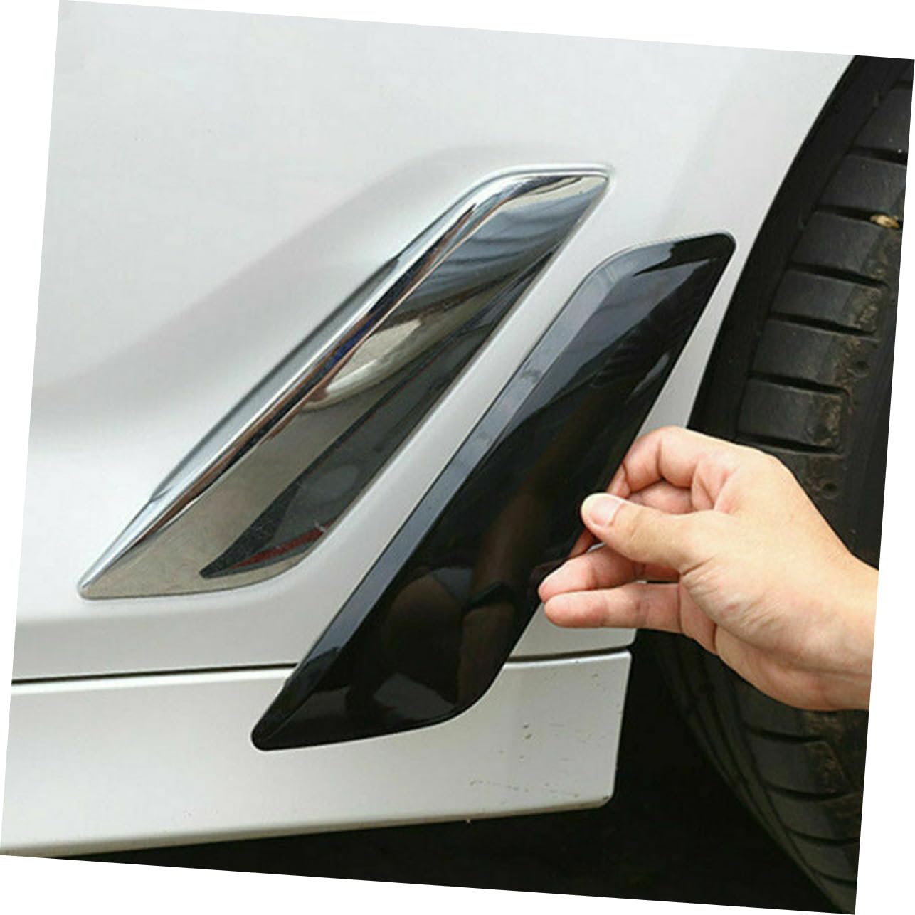 Ciieeo 1 Pair Auto Car Air Inlet Decor Side Vent Sticker Vents Trim Air Flow Decorative Strip Refit Supplies