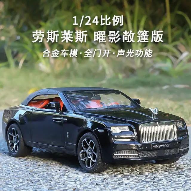 Image of Scale Exclusive Alloy Metal Pull Back | Die-cast Car Model with Sound Light Mini Auto Toy for Kids Metal Model Toy Car with Sound and Light (1.24 Scale- Rolls ROICE Down-Black)