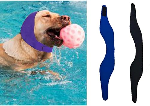MANON ROSA Dog Ear Covers for Bathing & Swimming Waterproof 2Pcs Upgraded Anti-Slip Dog Shower Swim Cap, Ear Plugs, and Rain Hat for Medium Large Dogs Puppies Cats 1 Black 1 Blue,M