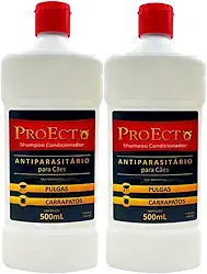 Kit 2 ProEcto Shampoo Antipulgas e Carrapatos para Cães, 500ml, World Veterinária
