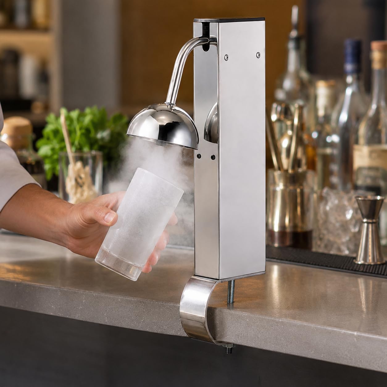 Enfriador de vidrio comercial, herramienta de acero inoxidable, escarcha bebidas en 6 segundos para cerveza, vino, cócteles, ideal para bares y uso doméstico