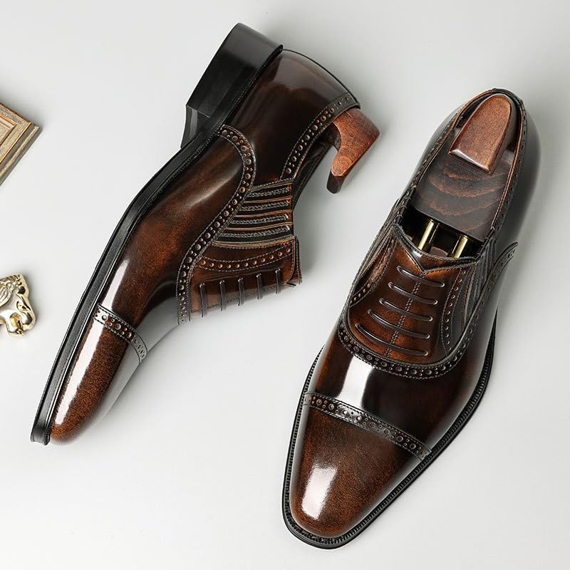 Men Casual Leather Loafers Comfortable Lace Up Dress Shoes Formal Business2