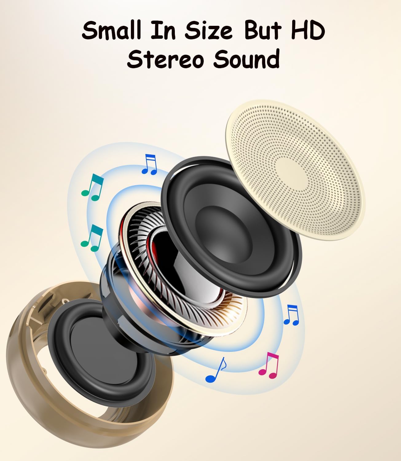 EWA Portable Mini Metal Karaoke Machine, Bluetooth Karaoke Speaker with 2 Wireless Microphones, Ideal Gifts for Girls Boys Family Home Party Birthday Christmas Toys Gifts-(Beige) - Image 3