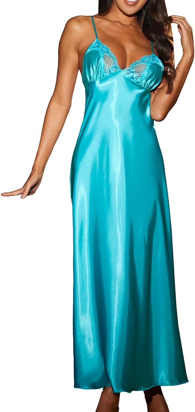 Shirley of Hollywood Women's Charmeuse and Lace Long Gown