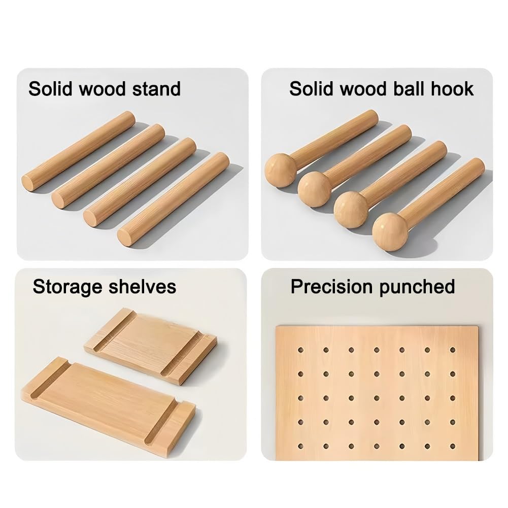 Panel perforado modular de 70 x 120 cm, pared de madera de 1,6 cm de grosor, soporte multifuncional para herramientas para dormitorio, oficina, estudio, baño, soluciones de almacenamiento