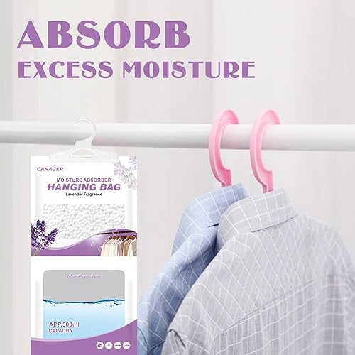 Miniatura 2 de CANAGER Absorbedor de humedad colgante, bolsa colgante a prueba de humedad, bolsa deshumidificadora (8 paquetes), bolsas deshumidificadoras