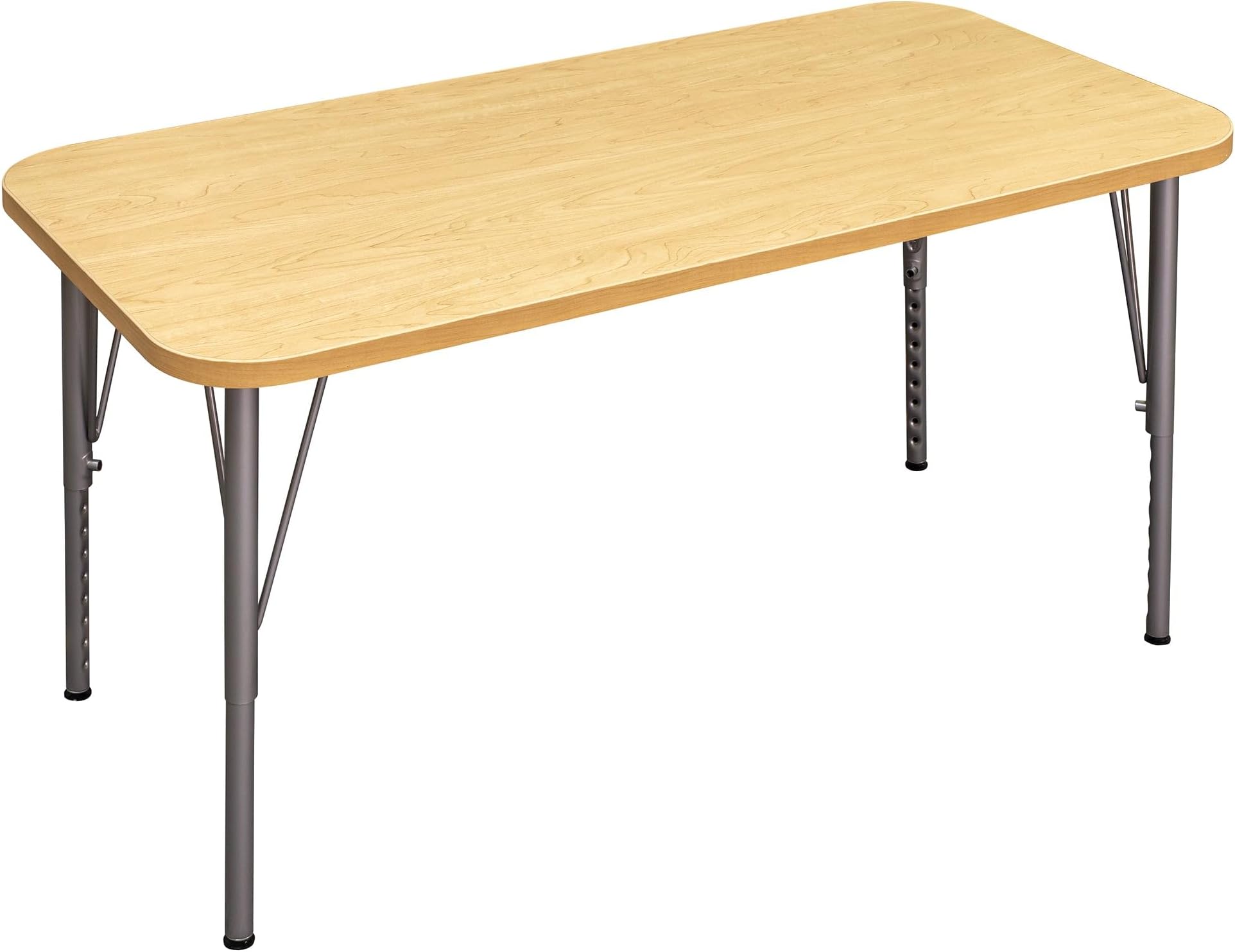 Rectangular Kids Activity Table, Adjustable Height 21" to 30", Laminated Wood Study Desk for Classroom, Ready-to-Assemble, Maple, 48" E x 24" D