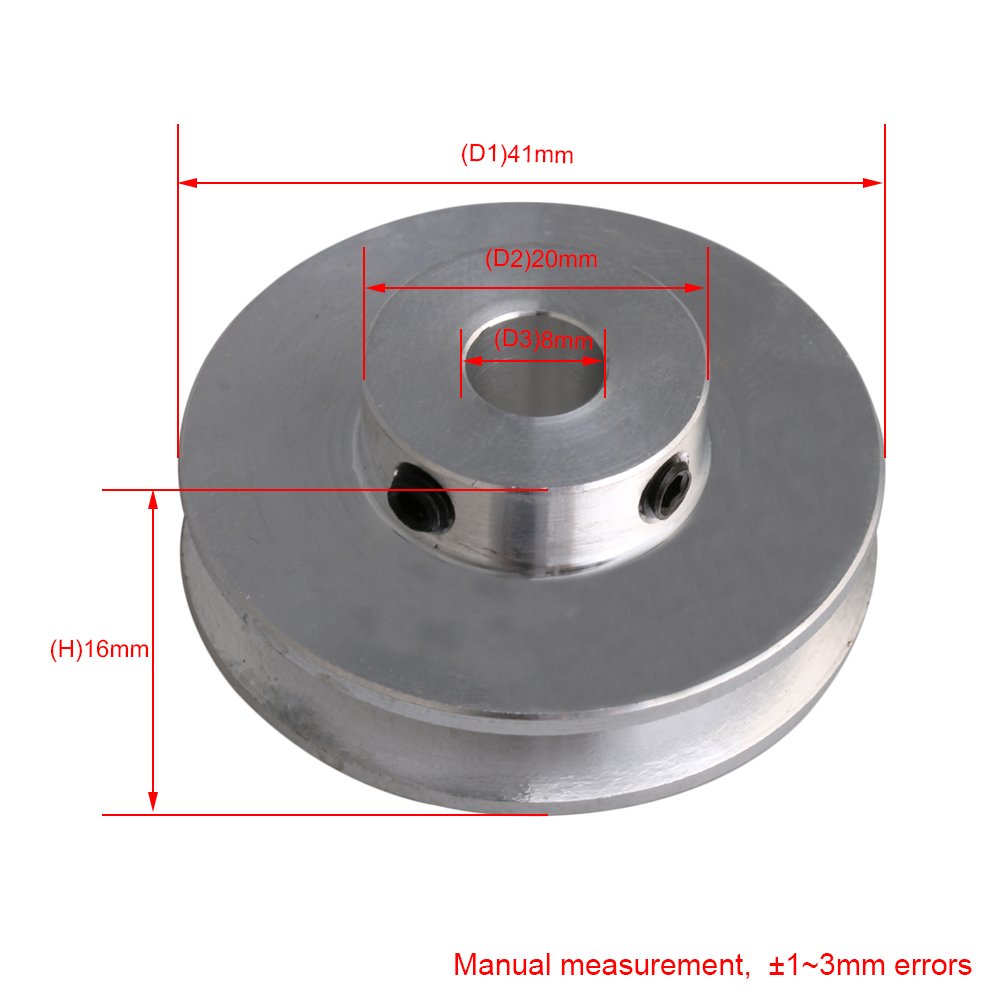 8mm Fixed Bore Single Groove Pulley Wheel Silver Aluminum Alloy 41x16x8mm for Motor Shaft 3-5mm PU Round Belts — Amazon image 4