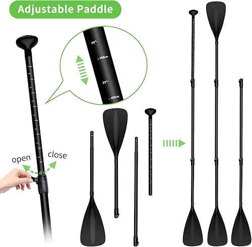Miniatura 4 de CYFIE Tabla de remo inflable para adulto, tabla de remo de pesca de 10.6 pies con asiento de kayak, accesorios de SUP, bomba, 4 remos, mochila,