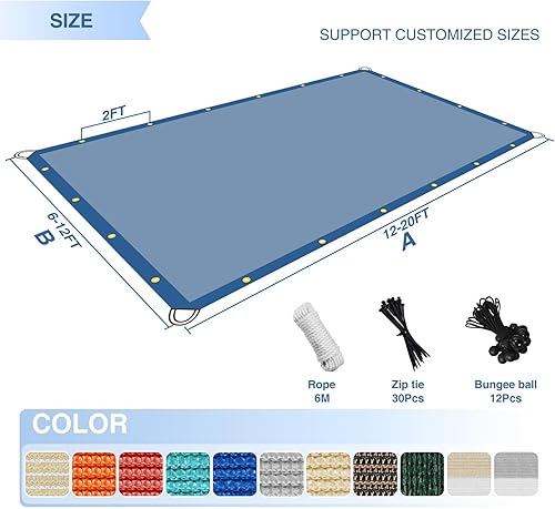 Vista 3 de E&K Sunrise - Toldo rectangular de 20 x 30 pies, con ojales de anillo en D, bloqueo UV, para pérgola, patio trasero, jardín, terraza (beige)