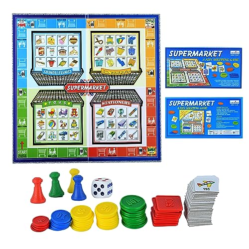 Image of Creative's Supermarket Game for Kids - Learn Money, Shopping, Addition & Subtraction - Includes Coins, Notes, Shopping Cards & Play Board, Educational Toy for Kids Ages 7 & Up