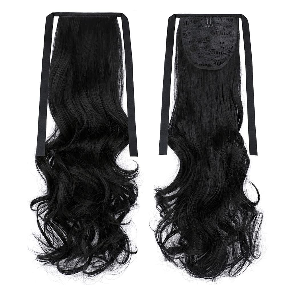 Sponsored Ad – Hair Wig, Women Curly Hair Wig Ribbon Ponytail Drawstring Synthetic Hairpiece Wavy Ponytail Hair Extension Can Use be Outdoor, Appointment, Party, Office, School (Natural Black)