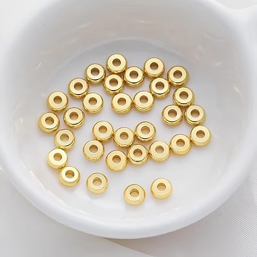 Miniatura 6 de 30 cuentas de latón chapadas en oro de 18 quilates, cuentas espaciadoras de 0.236 pulgadas para hacer joyas, cuentas Heishi, espaciadores metálicos
