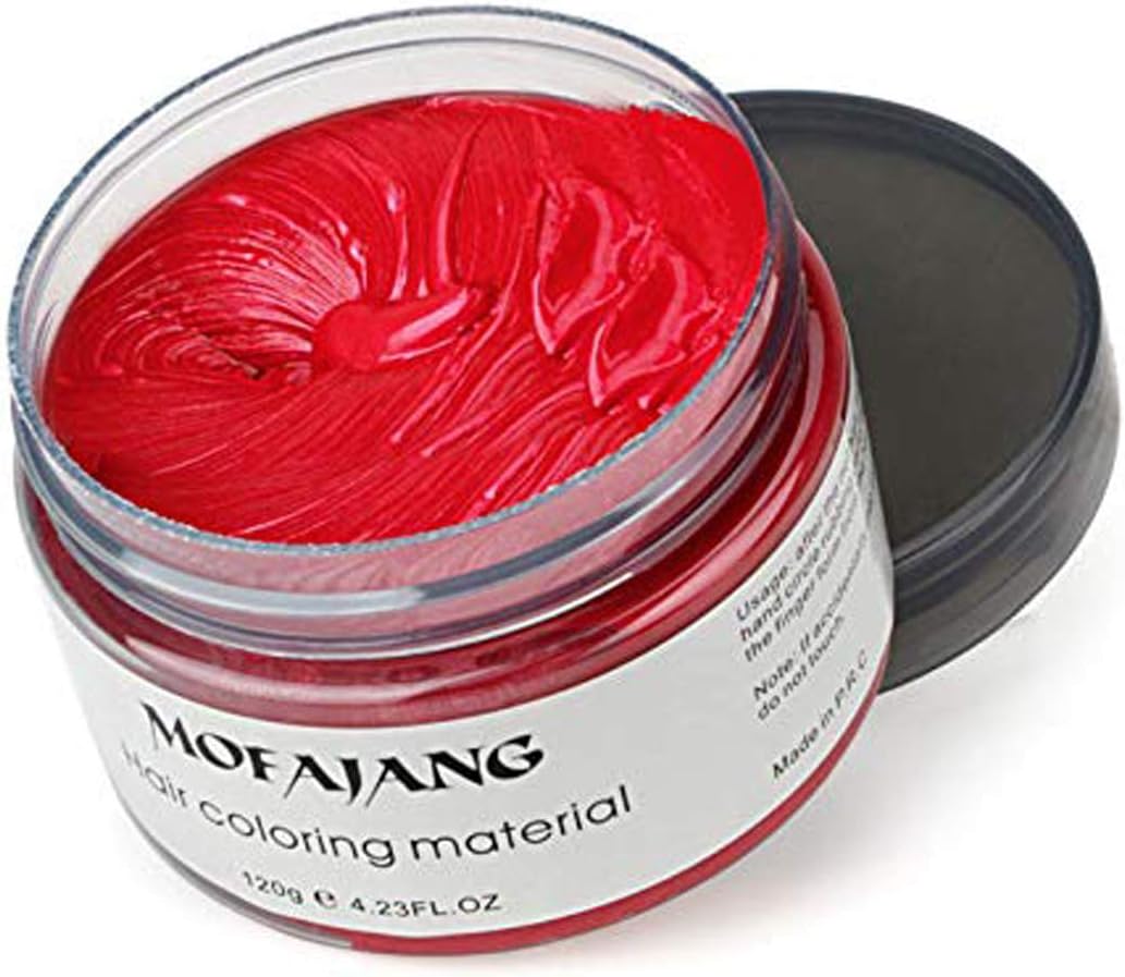 Hair Coloring Wax Disposable Instant Matte Hairstyle Mud Cream Hair Pomades for Kids Men Women to Cosplay Nightclub Masquerade Transformation (Red)
