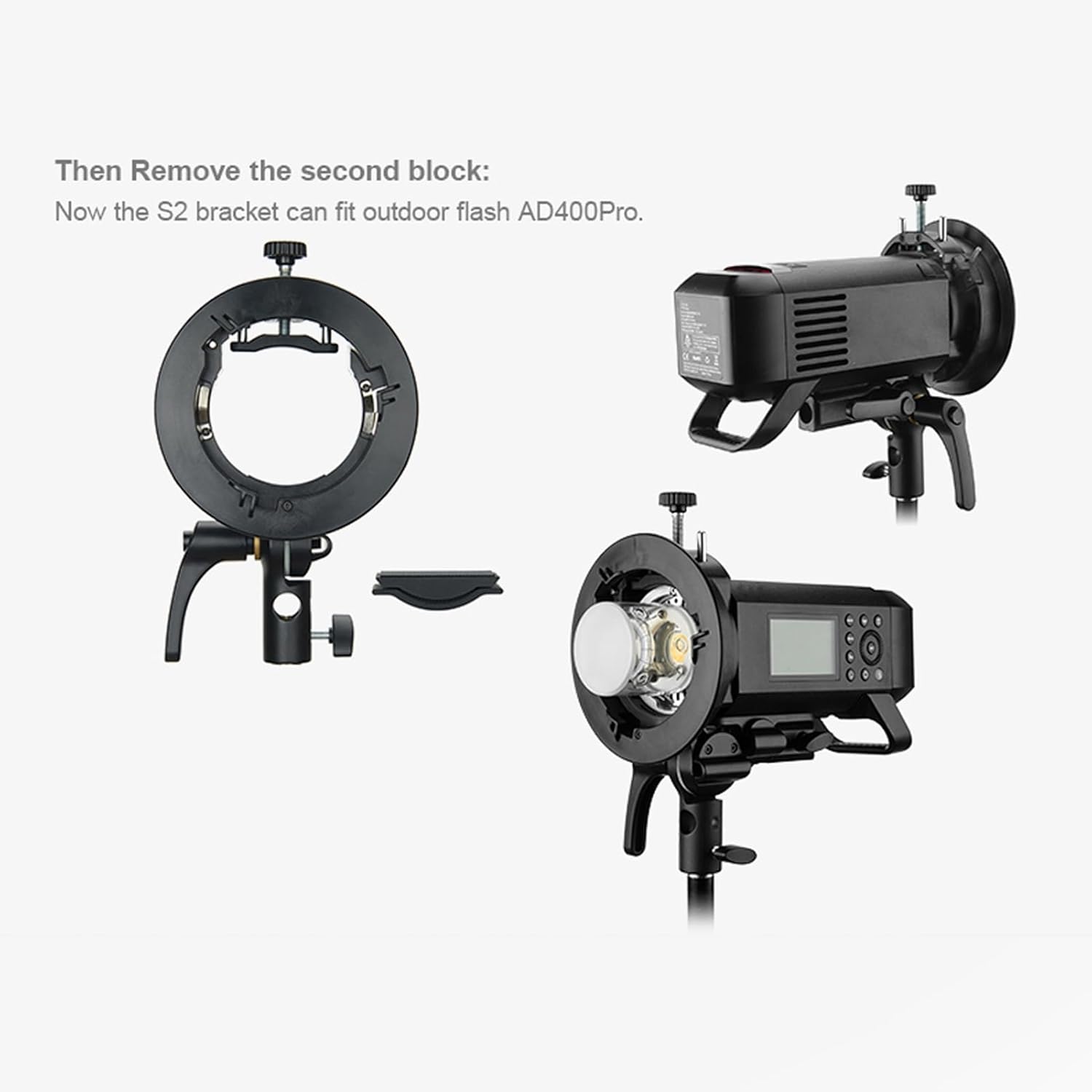 Camera Flash Bracket for Godox V850 V860III TT685, for Bowens S Type Mount, Adjustable Knob, S Type Bracket Updated Version for Bowens Mount Holder