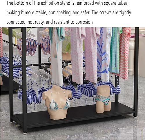 Miniatura 5 de zktoermn Estante de exhibición al por menor de metal de pie, barras para colgar tuberías industriales modernas, estante de ropa interior, sujetador,