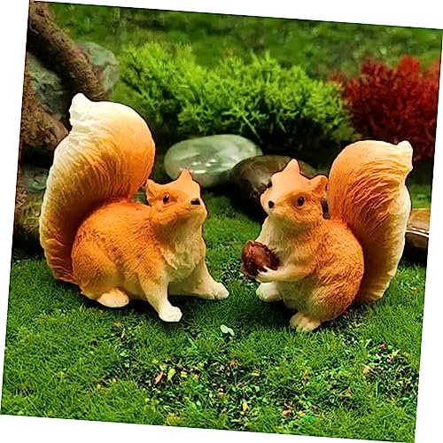 ibasenice Miniature Squirrel Figurines 2Pcs Resin Garden Decoration Small Squirrel Figures for Dollhouse Micro Landscape Cake Ornaments - Image 3