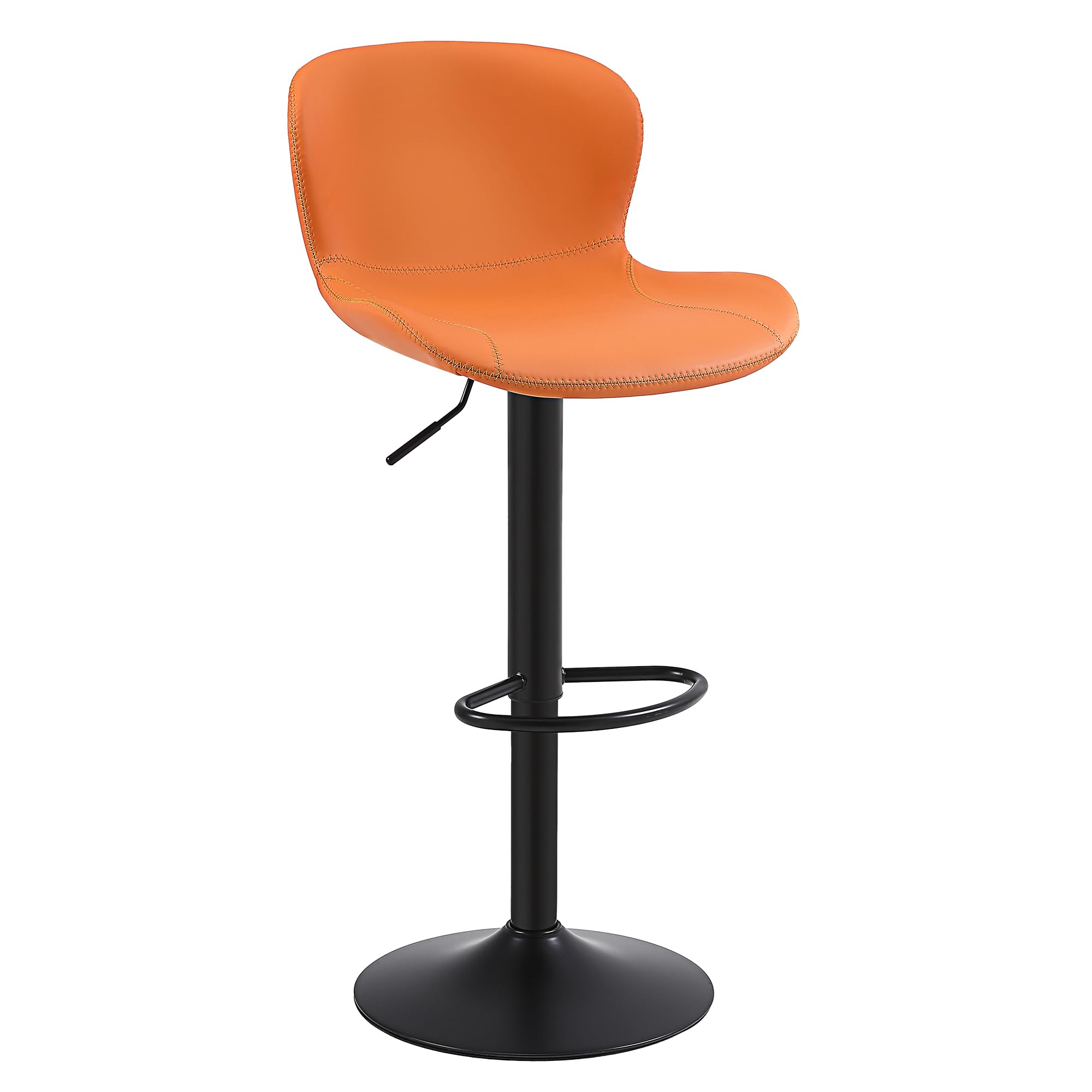 Youhauchair High Kitchen Stools, Height Adjustable Bar Stool in PU Leather, High Stool with Backrest and Footrest, Swivel Kitchen Stool, Modern, Orange Recycled Claim Standard Blended