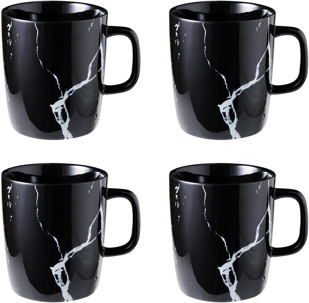 12 oz ceramic Tea Cup Coffee Mug (Set of 4) (black)