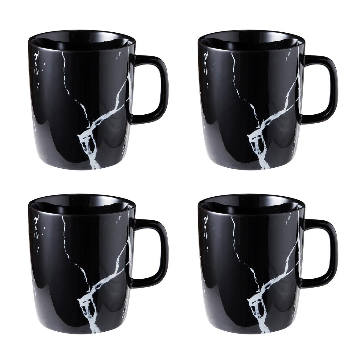 12 oz ceramic Tea Cup Coffee Mug (Set of 4) (black)