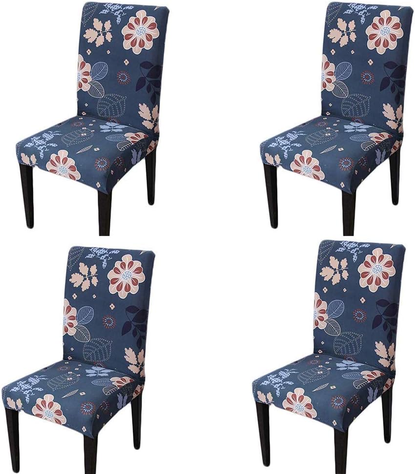HASTHIP® Chair Cover Slipcover Chair Cover Cream Washable Softness for 4/6 PCs Elastic Installation Chair Protector (Garden/Flower, 4 PCS) Multicolour