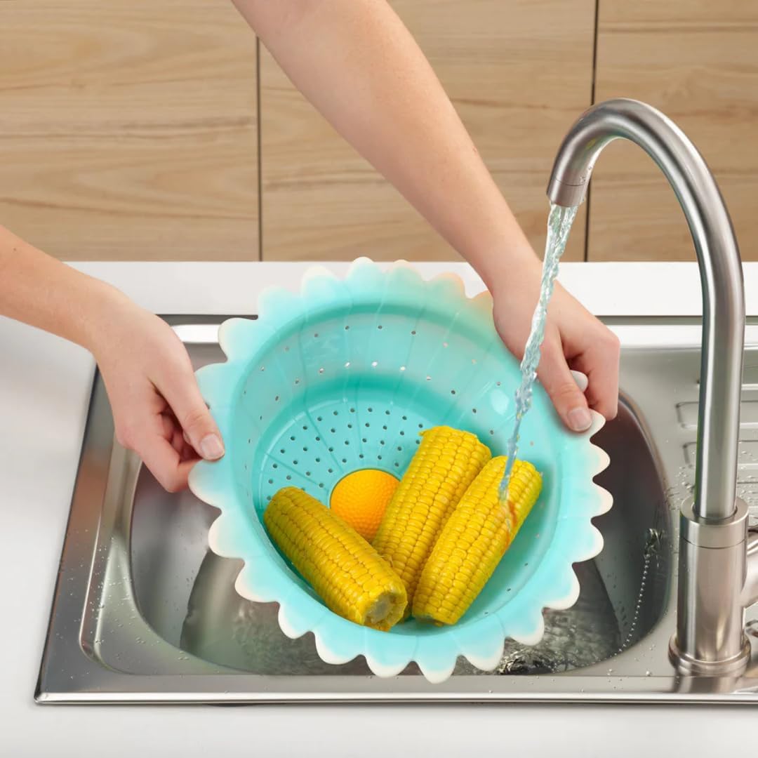 Charles Viancin 11 Inch Daisy Collapsible Colander/Silicone Strainer – Kitchen Space Saving Essential