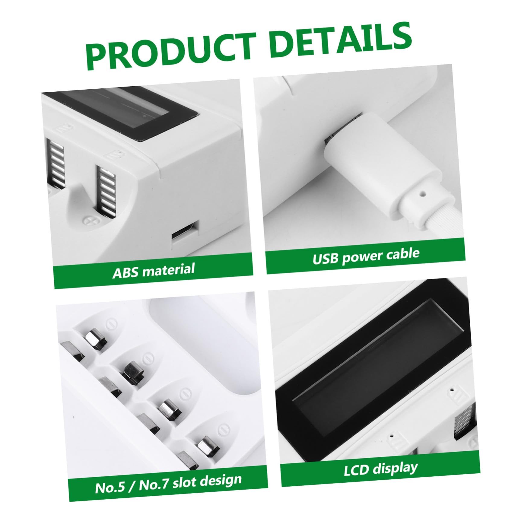 jojofuny 3pezzi Caricatore Usb Lcd Per Batterie Ricaricabili Slot Con Display Intelligente e Sicurezza Automatica Carica Batterie Contemporaneamente Interruzione Automatica Caso Di