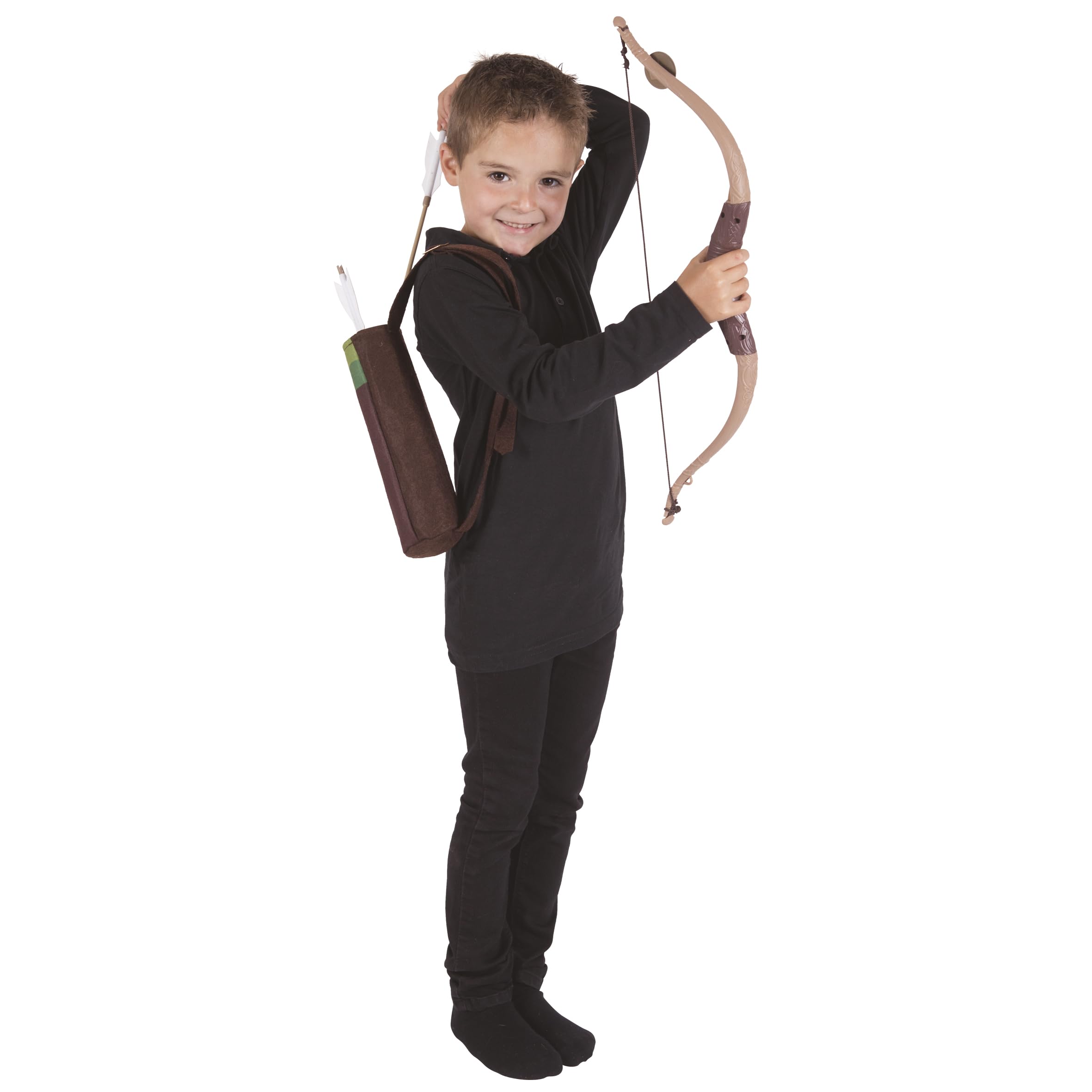 P'TIT Clown - 14046 - Set Accessori Robin Hood™ - Licenza Ufficiale - Arco, 3 Frecce con Ventosa, Faretra - Accessorio per Travestimento Bambino - Carnevale, Feste a Tema