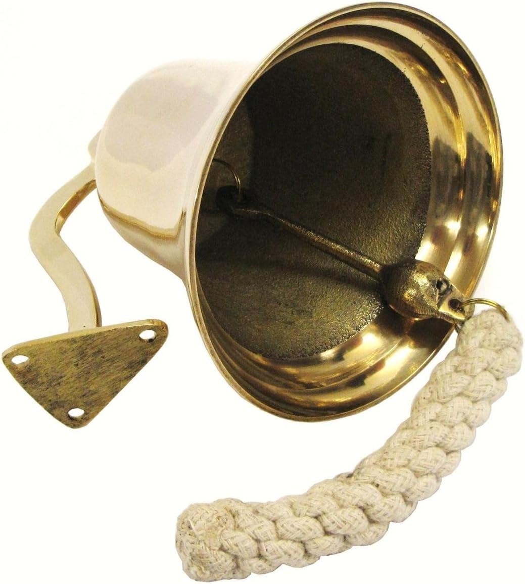 Medieval Replicas 7 " Voll Messing Versand Glocke mit Halterung - Türklingel