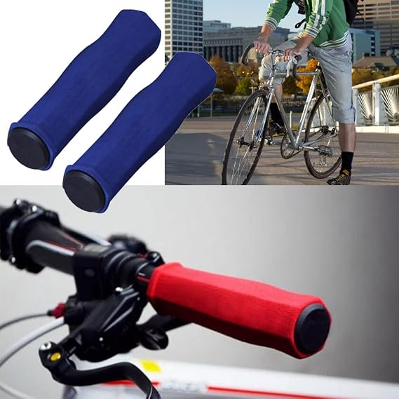 2 Pcs Bicycle Handlebar Grips Anti Slip Sponge Bike Grips Lock Handle Bar Grips for Bicycle and Mountain Bike