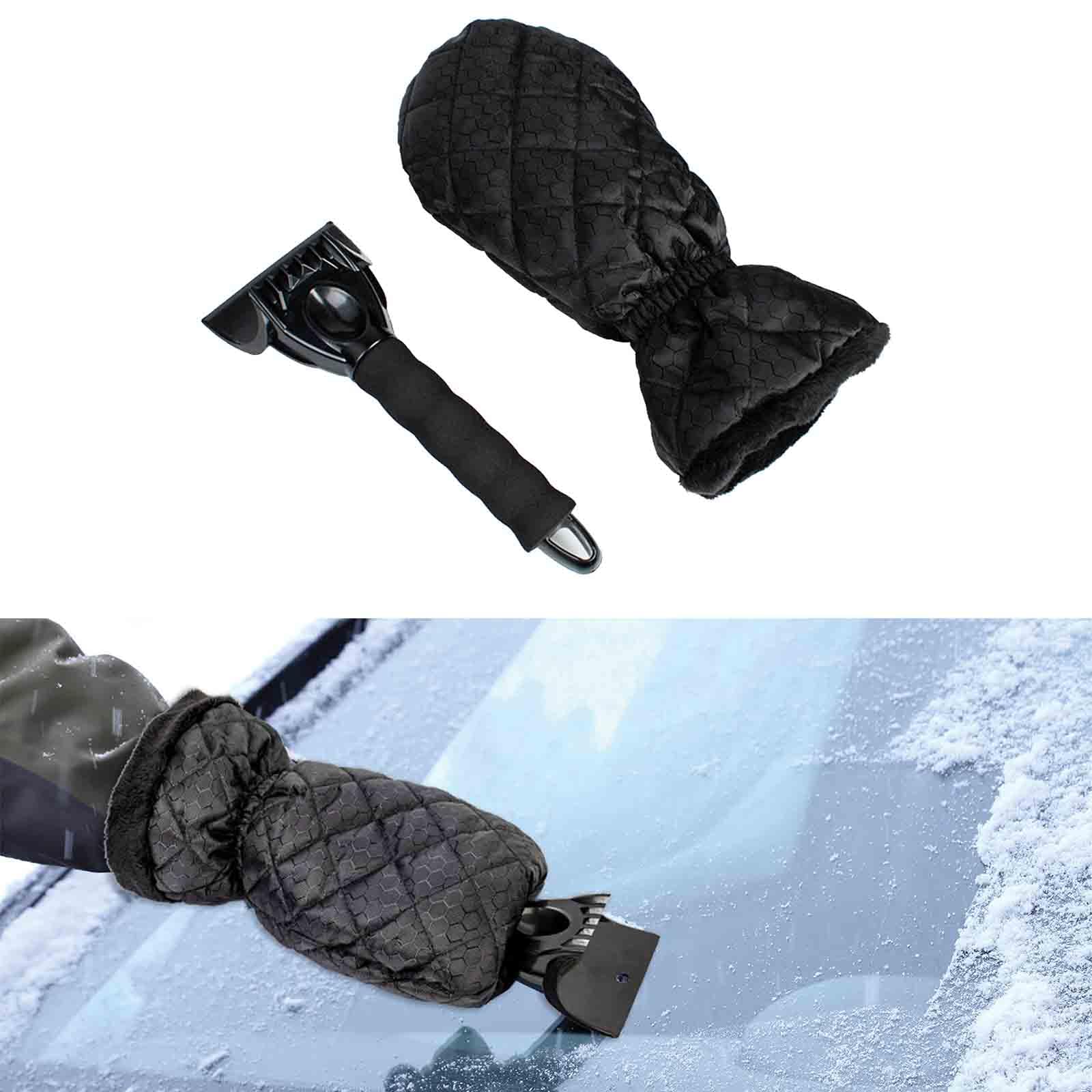 WUTMYG Car Ice Scraper with Glove, Compatible with Buick Lacrosse Regal VERANO Excelle GT, Glove Lined with Ice Scraper Thick Fleece with Non-Slip Handle,Black