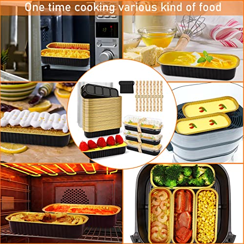 Mini Cake Pans With Lids,6.8 Oz Mini Loaf Pans With Lids Aluminum Foil Mini Loaf Baking Pans 50Pcs Disposable Bread Pan Aluminum Foil Long Baking Cupcake Liners For Cake Bakery Wedding Birthday Party #TOP1