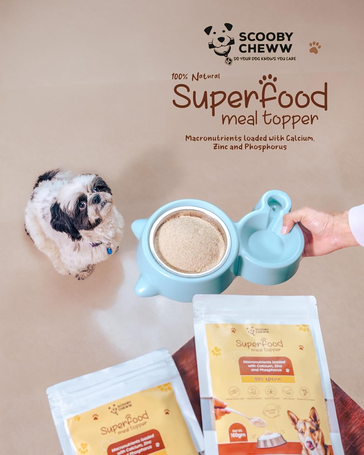 Scooby Cheww Dog Food Meal Topper Powder, 80g (30 Servings) | High Protein & Omega-3 Enriched Nutritional Supplement for Dogs | Suitable for All Breeds & Life Stages 3