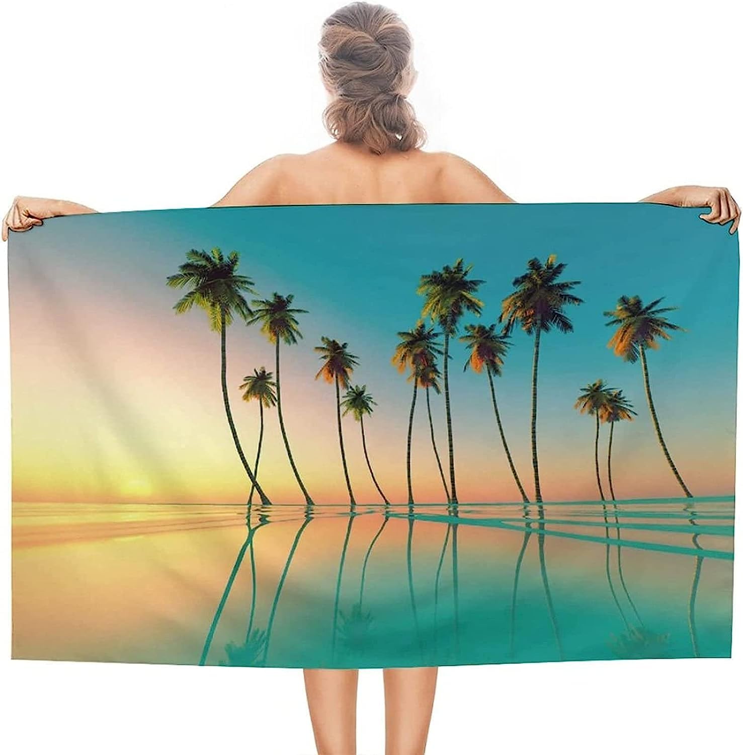 Beach Towel Microfibre, Tropical Coconut Tree 90 X 180 Cm Towel Lightweight Adults & Kids Travel Towel Quick Dry Summer Bath Towel For Travel Beach Pool Swim, Absorbent Quick Dry Microfibr-3B8V/K3K