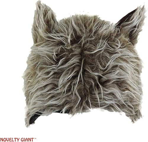 Miniatura 2 de Sombrero de orejas de lobo peludo para adultos, con texto amigable con el texto, guantes de disfraz de monstruo de hombre lobo marrón, Gris, café