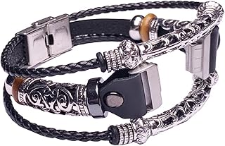 Vintage_Band Stylish Inspire 2 Bands for Men Women Boys and Girls,m/l Leather Watch Band Compatible with Fitbit Inspire 2, Classic Black